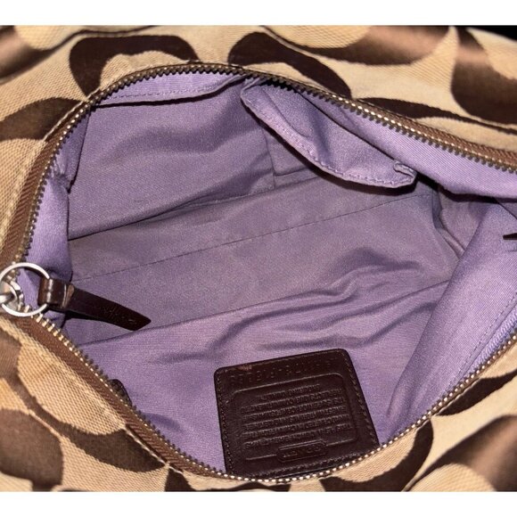 COACH Handbag Shoulder Bag Logo Canvas Leather Beige women's USED FROM JAPAN - Picture 9 of 11
